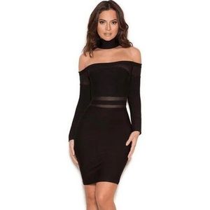 Black Bandage Off The Shoulder Dress #598